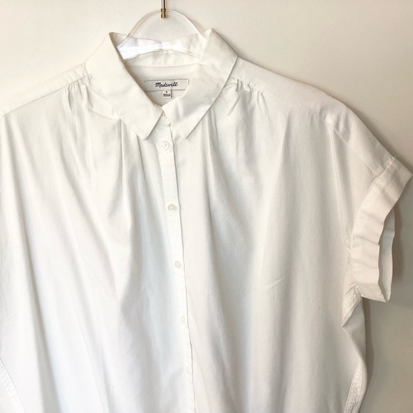 NWT Madewell Short Sleeve Button Front Central Shirt G0212 - White - S - Picture 5 of 10